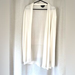 Liz Claiborne Career Sheer Lightweight Ribbed Duster Cardigan Chevron Knit Back